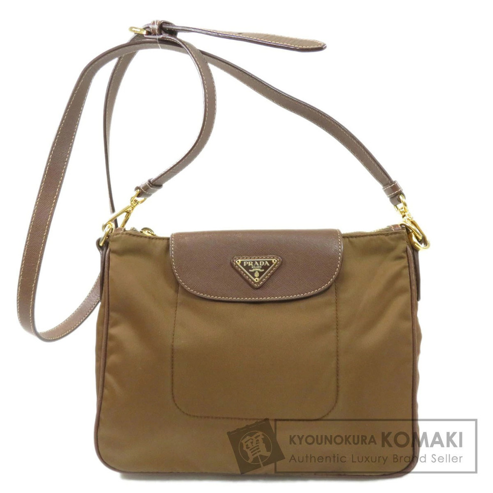 Prada Tessuto Saffiano Leather Crossbody Bag brown